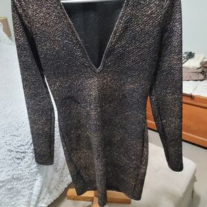 Charlotte Russe Black and Gold Long Sleeve Dress